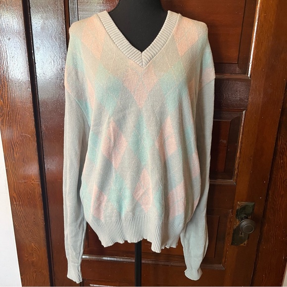 Vintage Sweaters - NWT Deadstock Vintage Pastel Argyle Sweater